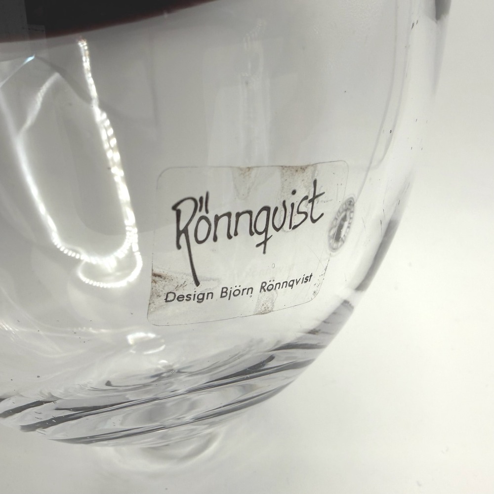 Bjorn Ronnquist Swedish Hand Blown Art‎ Glass Egg 9" Purple Stripe Label - Picture 8 of 12
